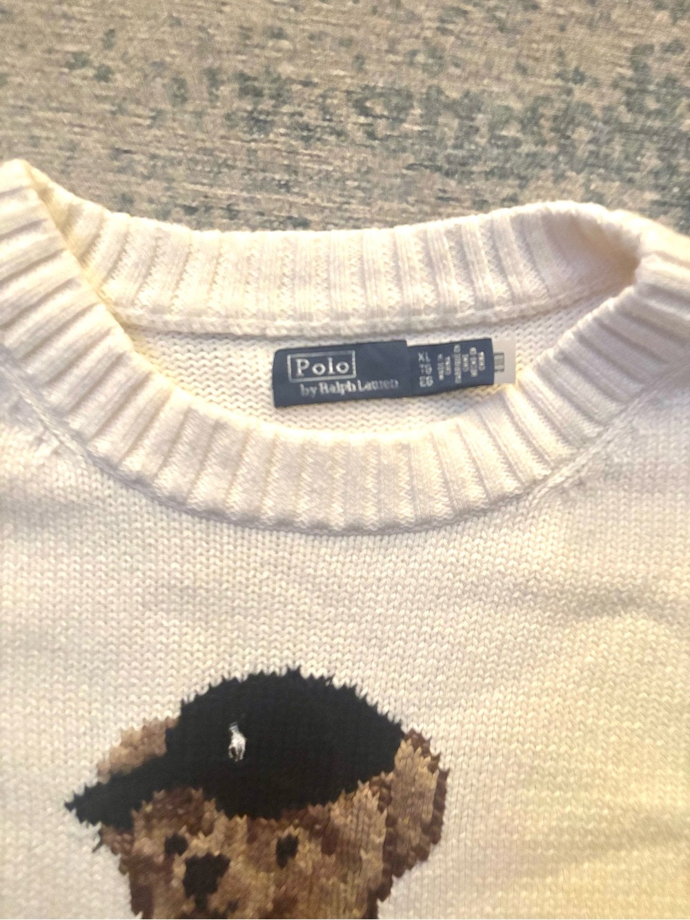 Polo by Ralph Lauren Cream Crewneck Sweater with Bear Graphic - Picture 4 of 5